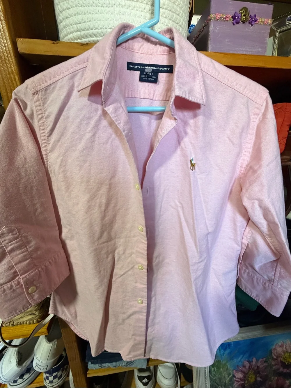 Ralph Lauren Pink Oxford Button-Down Shirt with Pony Logo